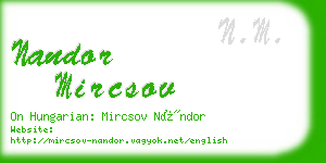 nandor mircsov business card